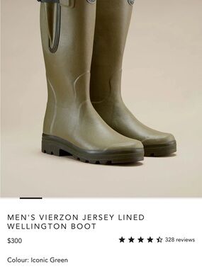 Men's Jersey-Lined Wellington Boots in Iconic Green